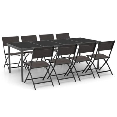 vidaXL Set mobilier de exterior, 9 piese, oțel