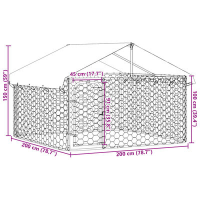 vidaXL Padoc pentru câini de exterior, cu acoperiș, 200x200x150 cm