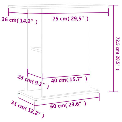 vidaXL Suport acvariu, gri beton, 75x36x72,5 cm, lemn prelucrat