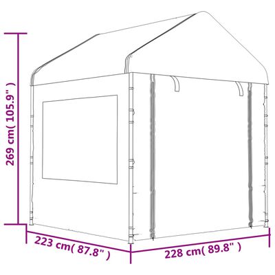 vidaXL Foișor cu acoperiș, alb, 17,84x2,28x2,69 m, polietilenă