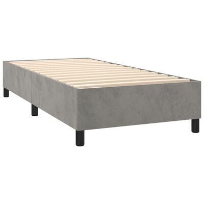 vidaXL Pat box spring cu saltea, gri deschis, 80x200 cm, catifea