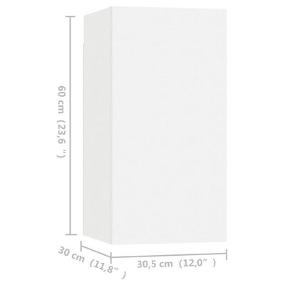 vidaXL Comodă TV, alb, 30,5x30x60 cm, lemn prelucrat