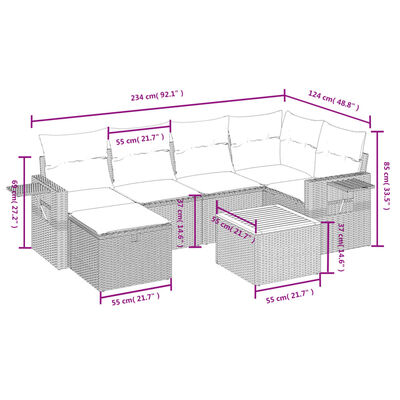 vidaXL Set canapele de grădină, 7 piese, cu perne, bej, poliratan