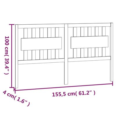 vidaXL Tăblie de pat, alb, 155,5x4x100 cm, lemn masiv de pin