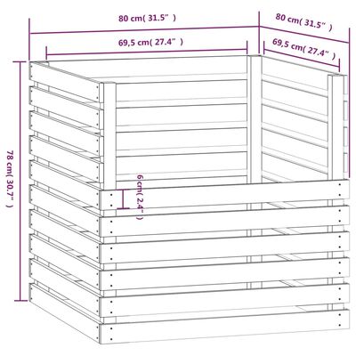 vidaXL Compostor, gri, 80x80x78 cm, lemn masiv de pin