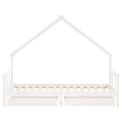 vidaXL Cadru de pat pentru copii, alb, 90x190 cm, lemn masiv de pin