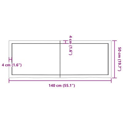 vidaXL Blat de baie, maro închis, 140x50x(2-6) cm, lemn masiv tratat