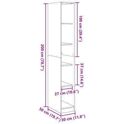 vidaXL Șifonier, gri beton, 30x50x200 cm, lemn prelucrat