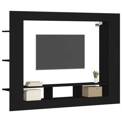 vidaXL Comodă TV, negru, 152x22x113 cm, lemn prelucrat