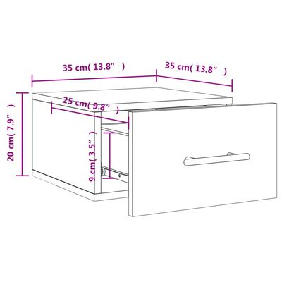 vidaXL Noptieră de perete, gri beton, 35x35x20 cm