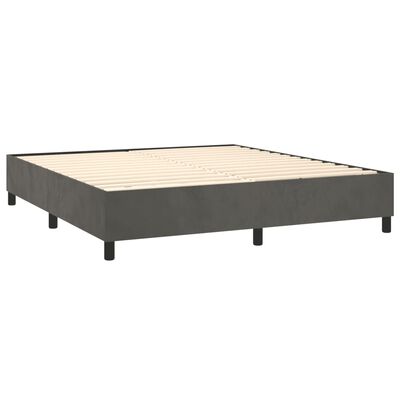 vidaXL Pat box spring cu saltea, gri închis, 160x200 cm, catifea