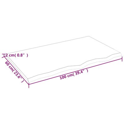 vidaXL Poliță perete maro deschis 100x60x2 cm lemn masiv stejar tratat