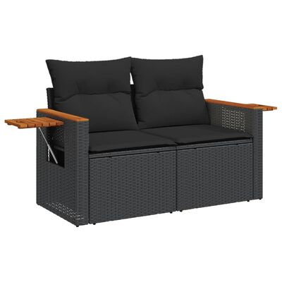 vidaXL Set mobilier de grădină cu perne, 4 piese, negru, poliratan