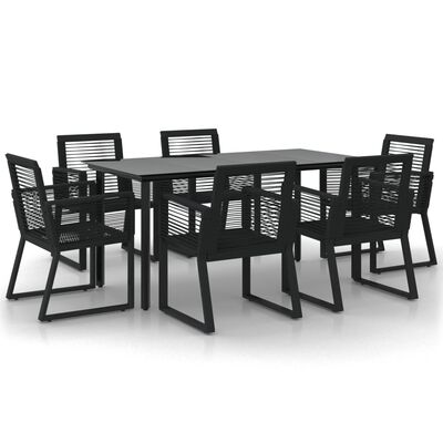 vidaXL Set mobilier de grădină, 7 piese, negru, ratan PVC