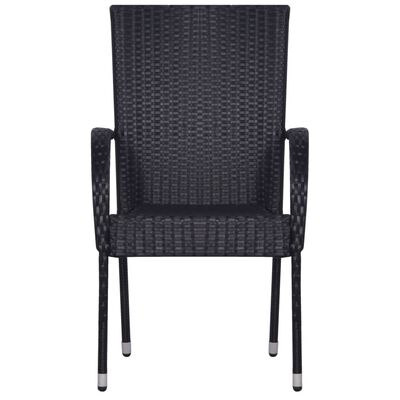 vidaXL Set mobilier de grădină,negru, 9 piese