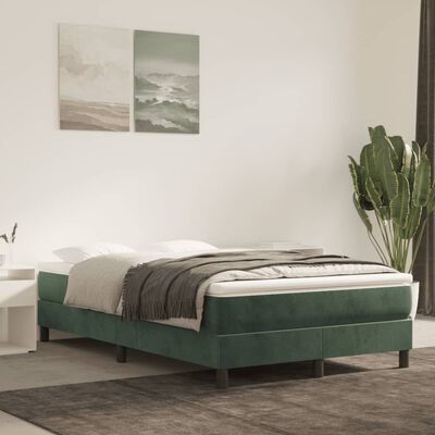 vidaXL Pat box spring cu saltea, verde închis, 120x190 cm, catifea