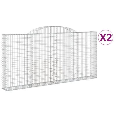 vidaXL Coșuri gabion arcuite 2 buc. 300x30x140/160 cm fier galvanizat