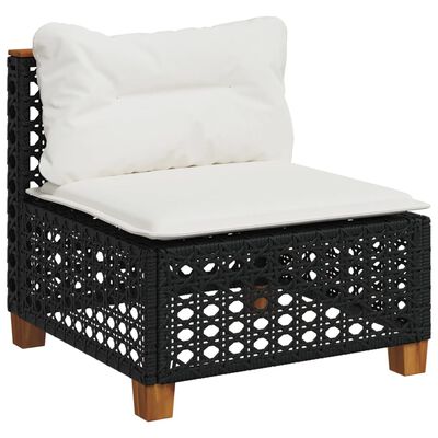 vidaXL Set mobilier de grădină cu perne, 9 piese, negru, poliratan