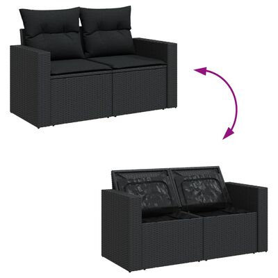 vidaXL Set canapele de grădină, 12 piese, cu perne, negru, poliratan