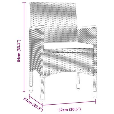 vidaXL Set mobilier de grădină, cu perne, 3 piese, gri și negru