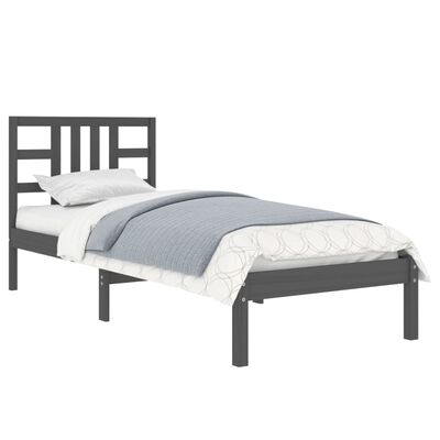 vidaXL Cadru de pat single, negru, 90x190 cm, lemn masiv