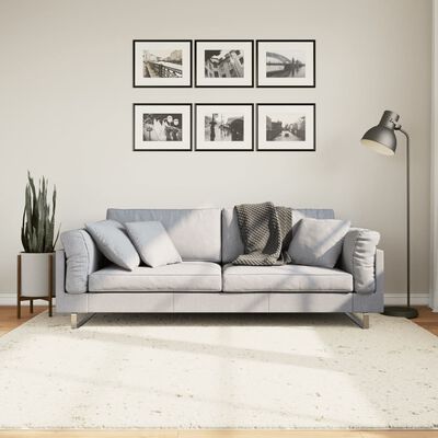 vidaXL Covor pufos "PAMPLONA" cu fire înalte, crem modern, 200x200 cm