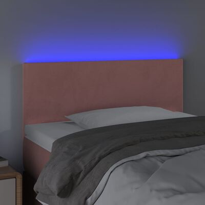 vidaXL Tăblie de pat cu LED, roz, 90x5x78/88 cm, catifea