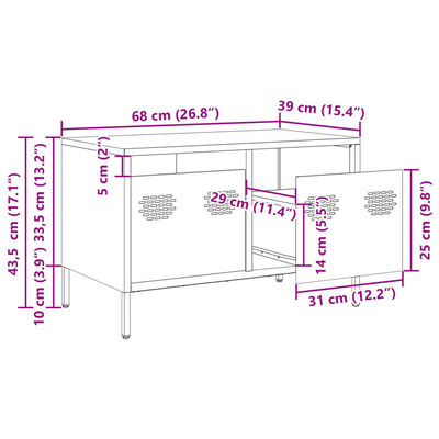 vidaXL Dulap TV, negru, 68x39x43,5 cm, oțel laminat la rece