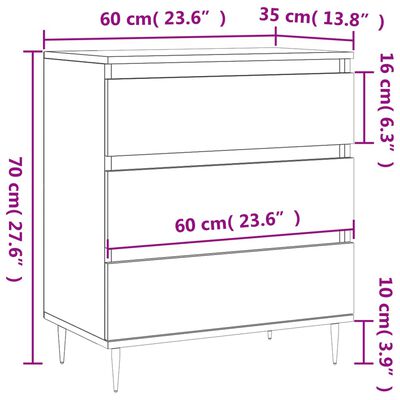 vidaXL Servantă, alb, 60x35x70 cm, lemn prelucrat