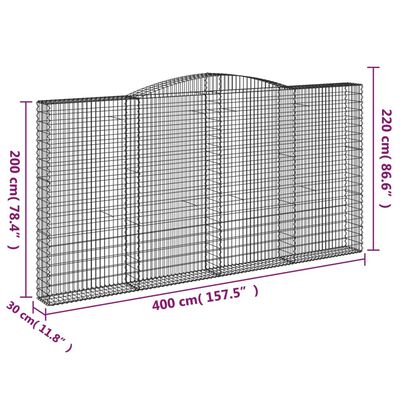 vidaXL Coșuri gabion arcuite 5 buc. 400x30x200/220 cm fier galvanizat