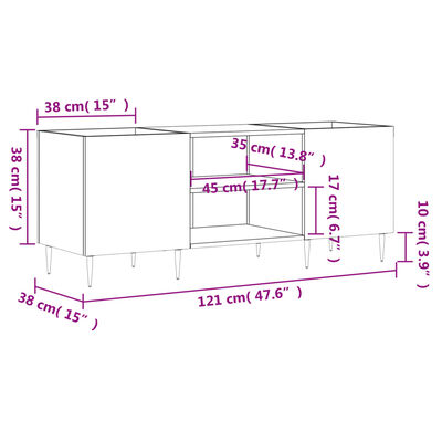 vidaXL Comodă discuri, alb, 121x38x48 cm, lemn prelucrat