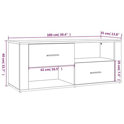 vidaXL Comodă TV, stejar maro, 100x35x40 cm, lemn prelucrat