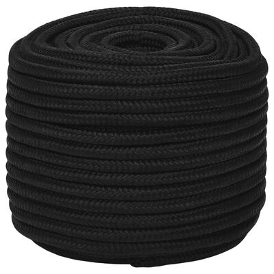 vidaXL Frânghie de lucru, negru, 12 mm, 50 m, poliester