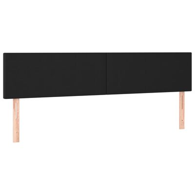 vidaXL Tăblie de pat cu LED, negru, 200x5x78/88 cm, piele ecologică