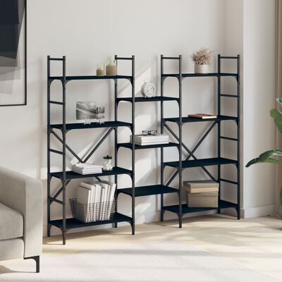 vidaXL Bibliotecă, negru, 160x28,5x136,5 cm, lemn prelucrat