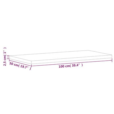 vidaXL Blat de masă 100x50x2,5 cm dreptunghiular, lemn masiv de fag