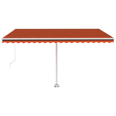 vidaXL Copertină retractabilă manual,LED, portocaliu/ maro, 450x350 cm