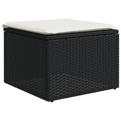 vidaXL Set mobilier de grădină cu perne, 9 piese, negru, poliratan