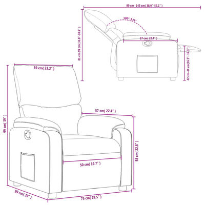 vidaXL Fotoliu rabatabil, gri închis, material textil