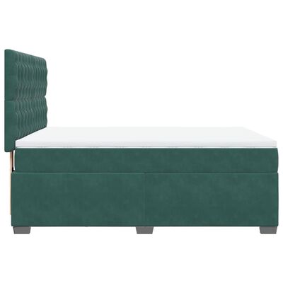 vidaXL Pat box spring cu saltea, verde închis, 140x190 cm, catifea