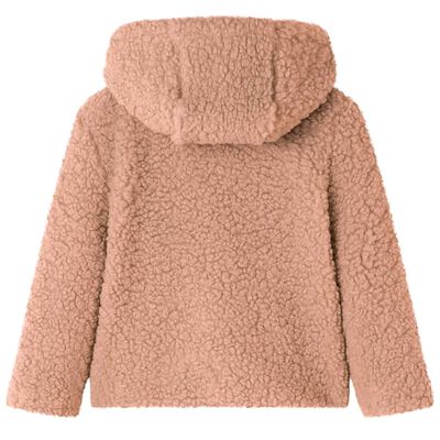 Jachetă cu glugă pentru copii, blană artificială, coniac, 116