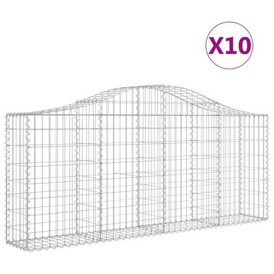 vidaXL Coșuri gabion arcuite 10 buc, 200x30x80/100cm, fier galvanizat