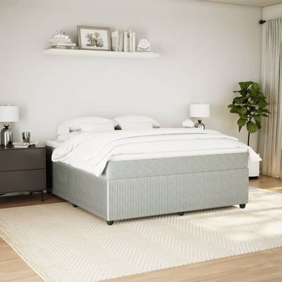 vidaXL Pat box spring cu saltea, gri deschis, 180x200 cm, catifea