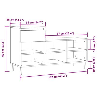 vidaXL Pantofar, alb, 102x36x60 cm, lemn compozit