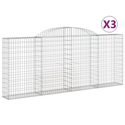 vidaXL Coșuri gabion arcuite 3 buc, 300x30x120/140 cm, fier galvanizat