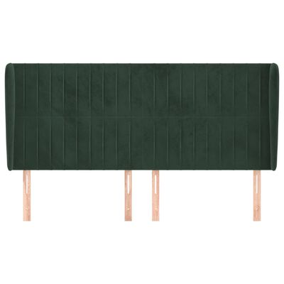 vidaXL Tăblie pat cu aripioare verde închis 163x23x118/128 cm catifea