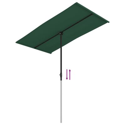 vidaXL Umbrelă de soare de exterior, stâlp aluminiu, verde, 180x110 cm