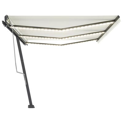 vidaXL Copertină retractabilă manual cu LED, crem, 600x350 cm