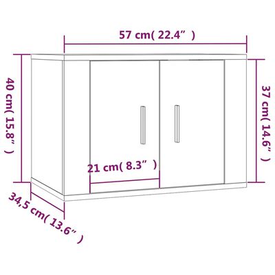 vidaXL Dulapuri TV montate pe perete, 2 buc., alb, 57x34,5x40 cm