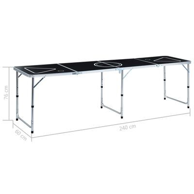 vidaXL Masă de joc cu bere tip ping pong, pliabilă, negru, 240 cm